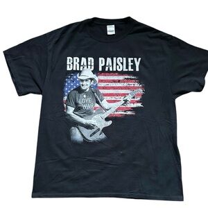 Black Graphic Tank Top with Americana Guitar Print